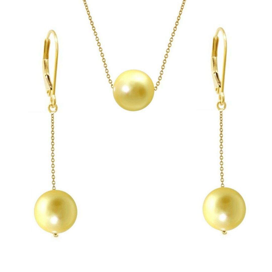Set Aur 14 karate cu Perle Naturale Akoya Gold