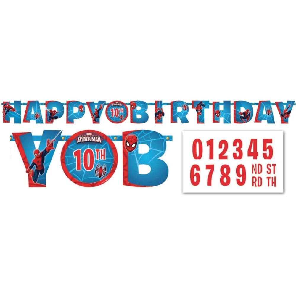 Banner litere si cifre Spiderman “Happy Birthday”
