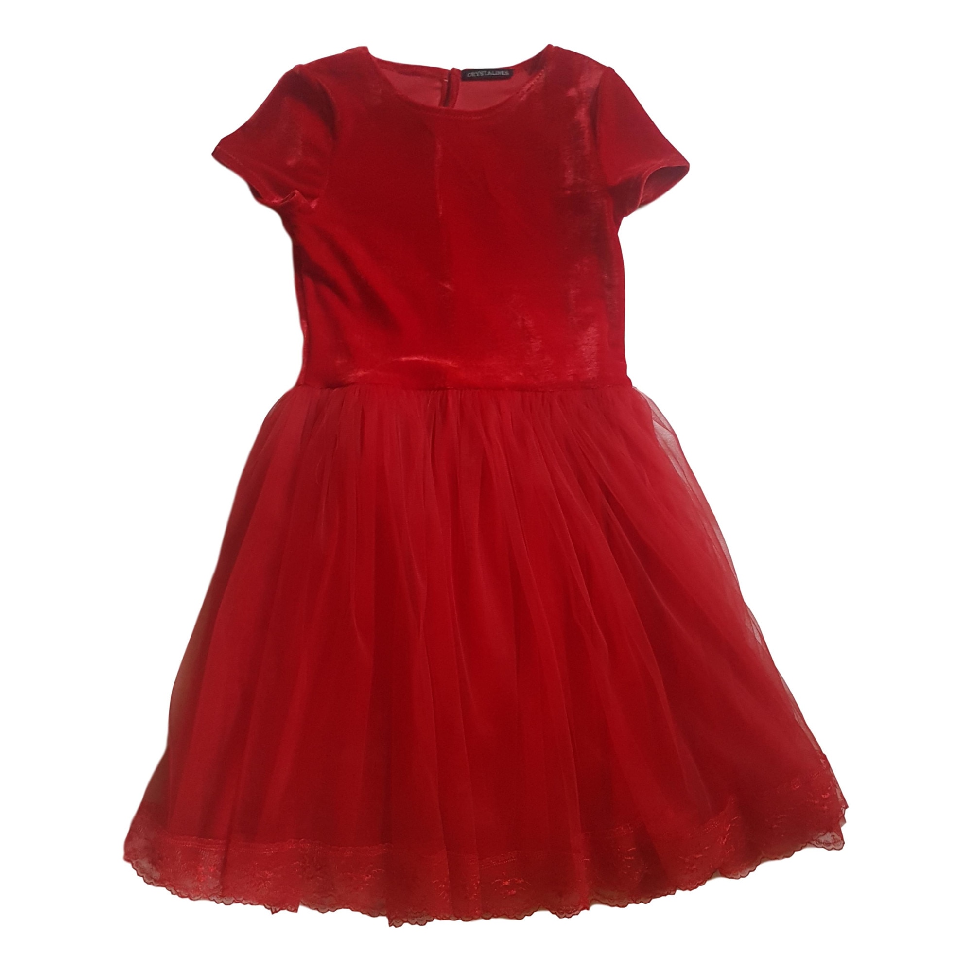 Rochita catifea si tul cu maneci scurte, Crystal Ines