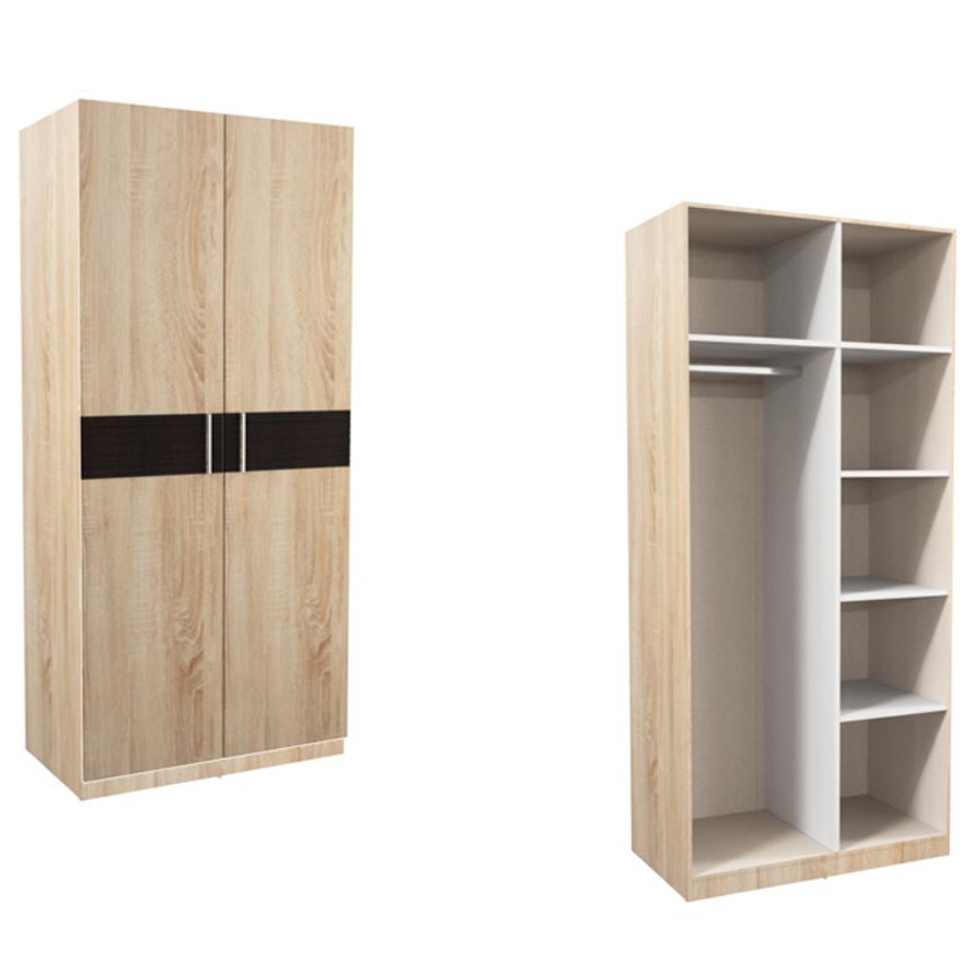 Dulap Ektra Genarom 2D B, DS, FR. DS, cu Insertie Canelata WE, 100 x 218,5 x 58 cm