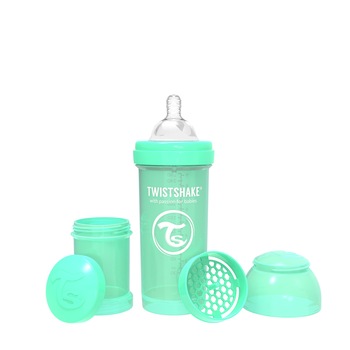 Biberon anti-colici, Twistshake, 260 ml, Pastel Green, 2 luni + Biberon anti-colici, Twistshake, 260 ml, Pastel Green, 2 luni +