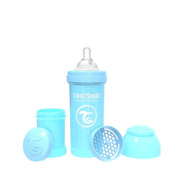 Biberon anti-colici, Twistshake, 260 ml, Pastel Blue, 2 luni + Biberon anti-colici, Twistshake, 260 ml, Pastel Blue, 2 luni +
