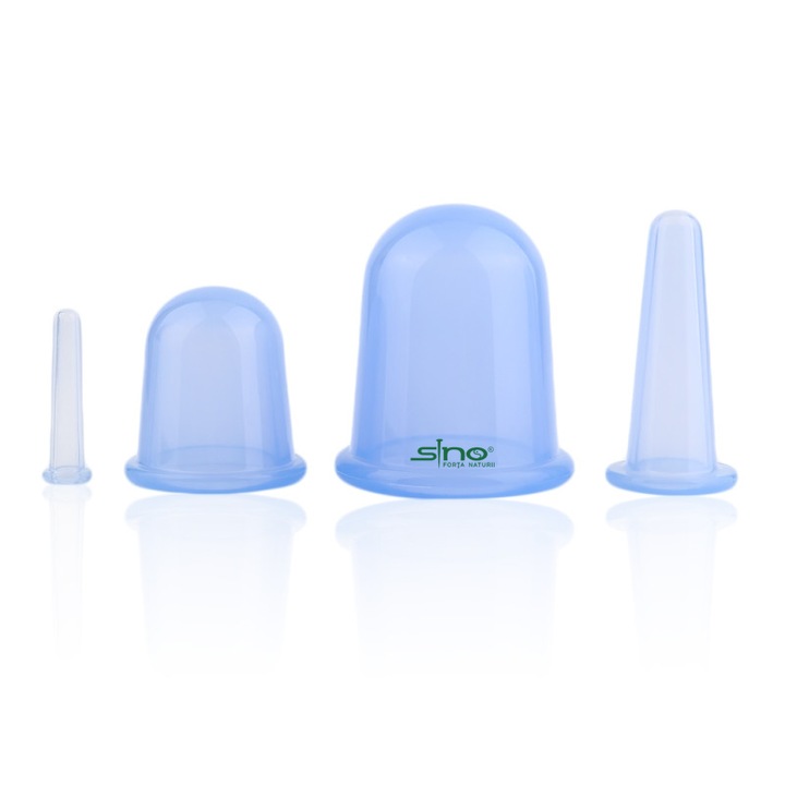 Set ventuze din silicon alimentar pentru masaj facial si corporal, sino FORTA NATURII