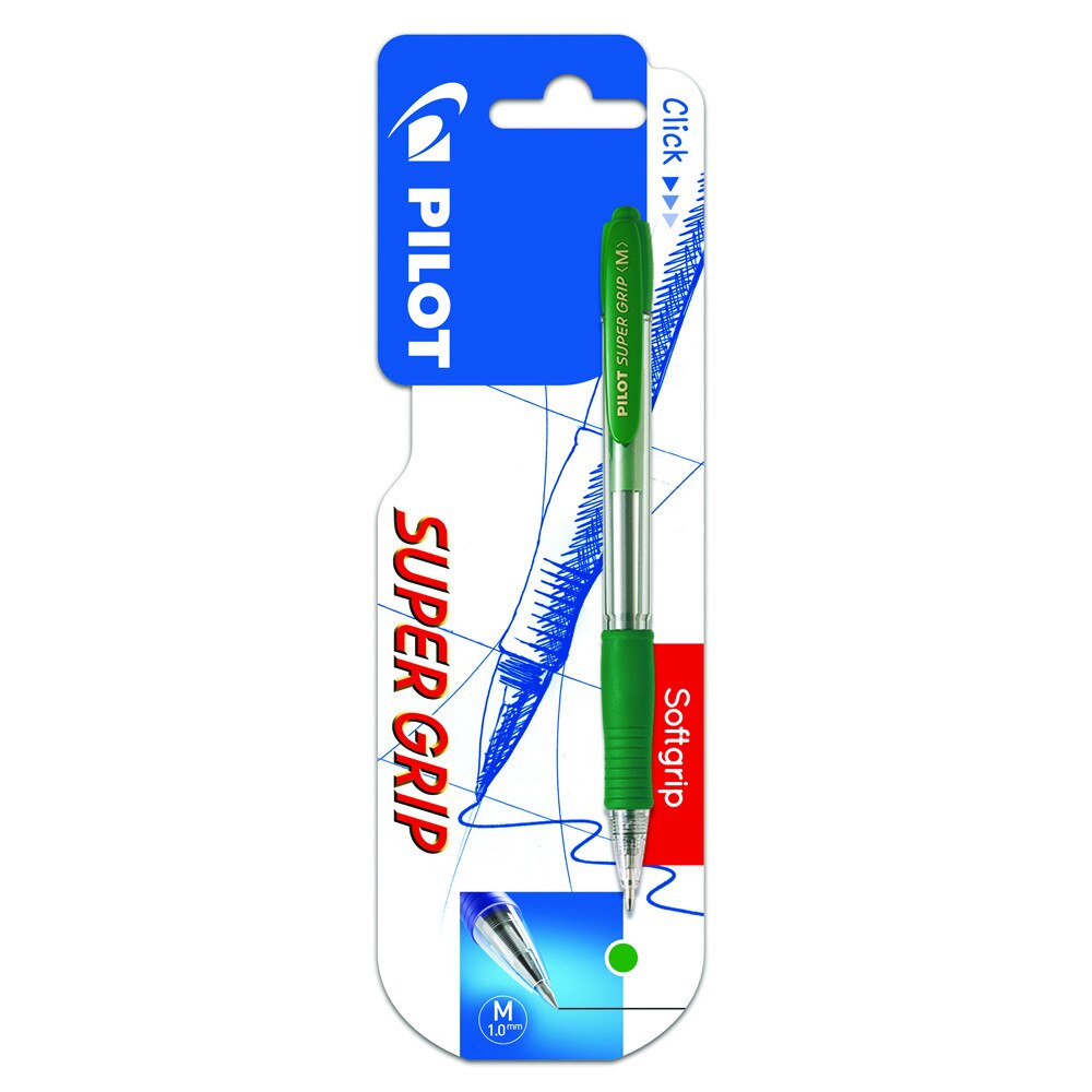 Pix cu bila Pilot Supergrip, 0.9 mm, blister, verde