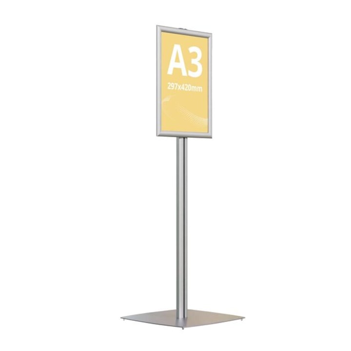 Menu Board JJ DISPLAYS cu profil oval din aluminiu, prevazut cu 1 rama click 25/45 format A3 - 297x420mm (print)