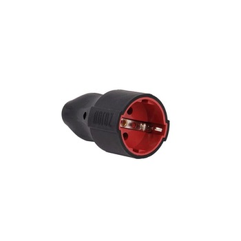 Cupla stecher cauciucat Horoz Schuko, 16A, max.250V, negru Cupla stecher cauciucat Horoz Schuko, 16A, max.250V, negru
