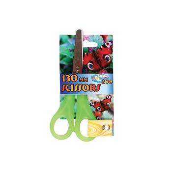 Foarfeca 130 mm cu lama riglata, multicolor - uz scolar Foarfeca 130 mm cu lama riglata, multicolor - uz scolar