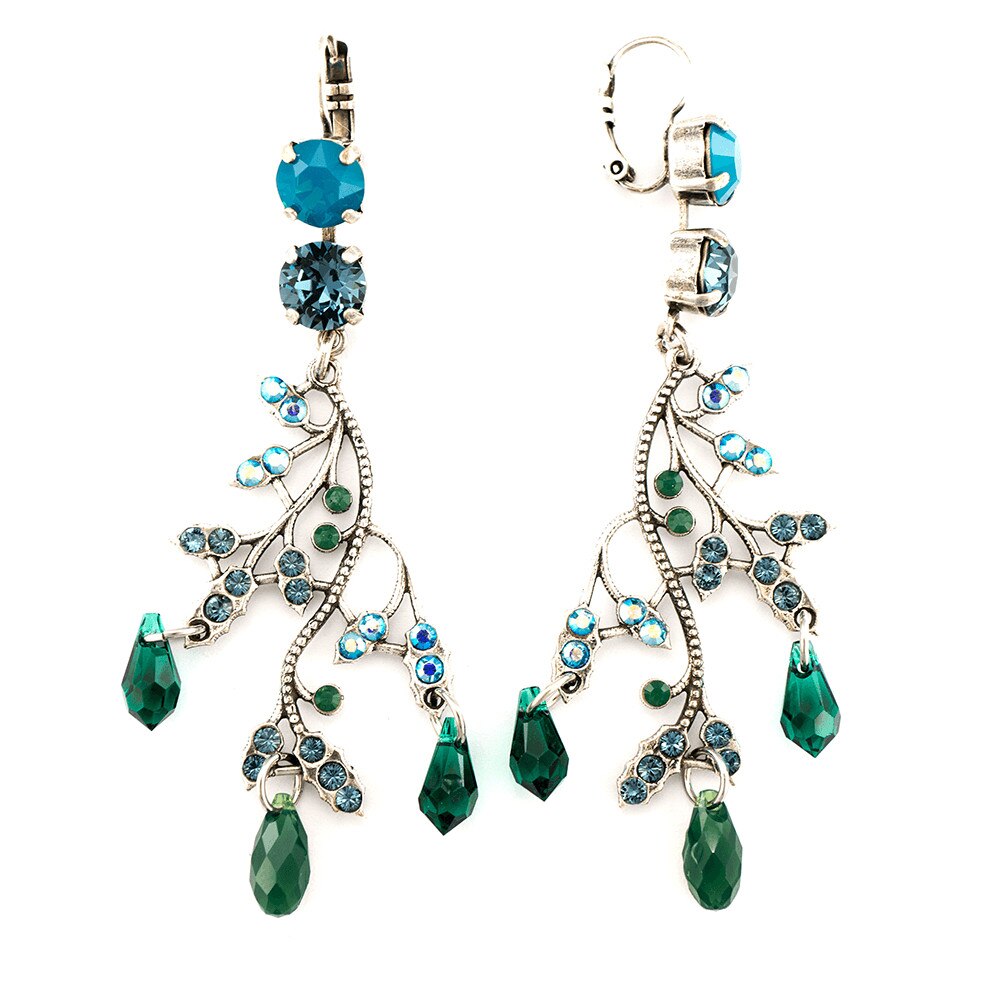 Cercei placati cu Argint 925, Cristale, Mediterranean Blue by Roxannes - Mariana Jewellery, Verde/Albastru 1155/1-1316SP6