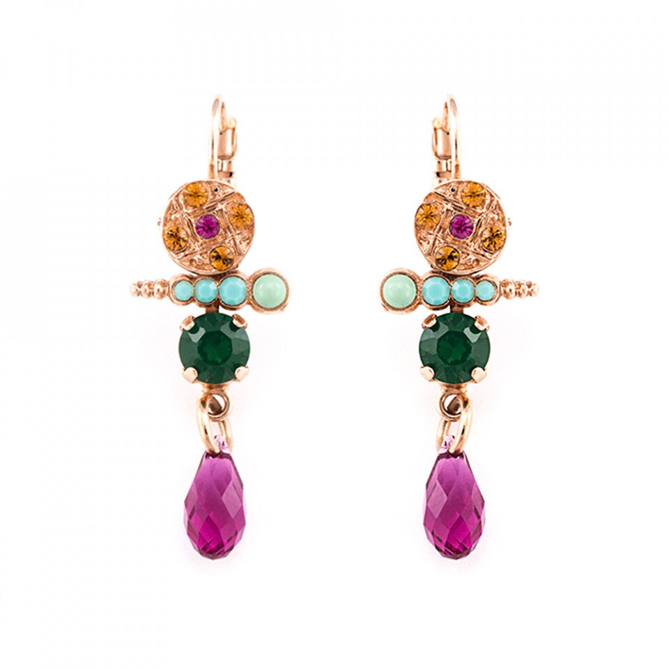 Cercei placati cu Aur roz de 24K, Cristale Swarovski, Happy Days by Roxannes - Mariana Jewellery, Multicolor 1420/1-1007RG6