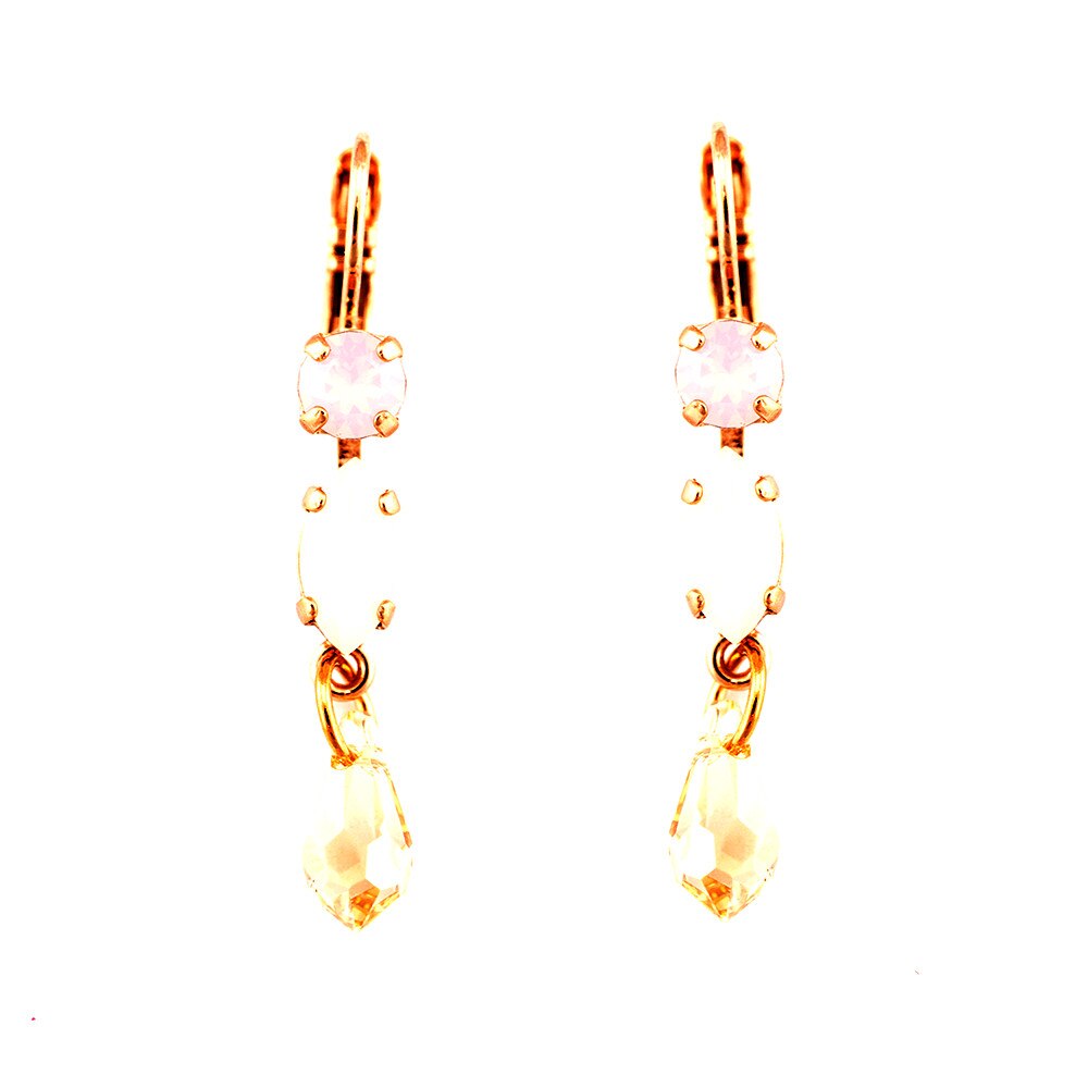 Cercei placati cu Aur roz de 24K, Cristale, Tiara Day by Roxannes - Mariana Jewellery, Alb/Roze 1514/1-2333RG6