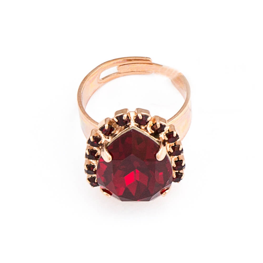 Inel placat cu Aur roz de 24K, Cristale, Poppy by Roxannes - Mariana Jewellery, Rosu 7098-208SRG