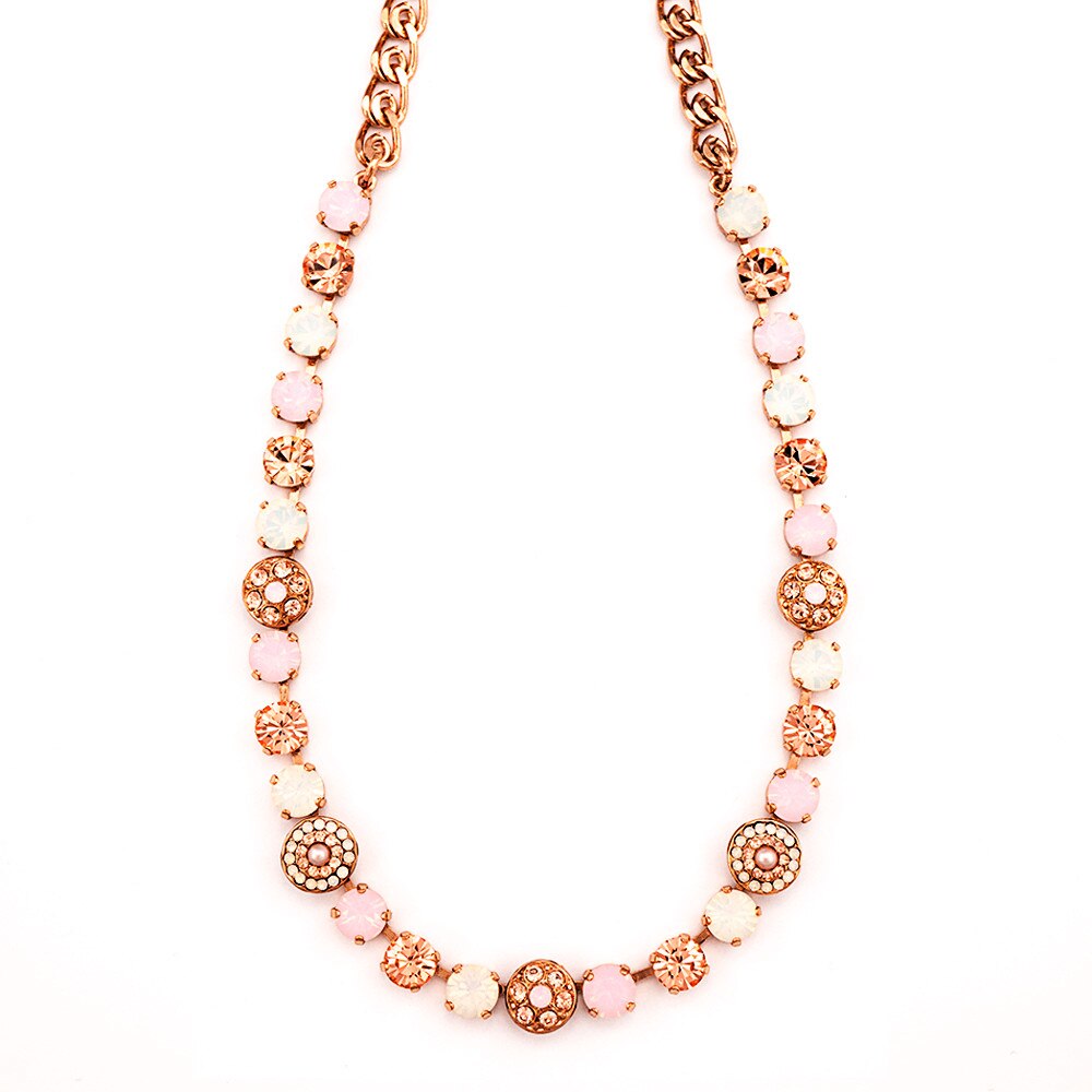 Colier placat cu Aur roz de 24K, Cristale, Tiara Day by Roxannes - Mariana Jewellery, Alb/Roze 3044/1-2333RG