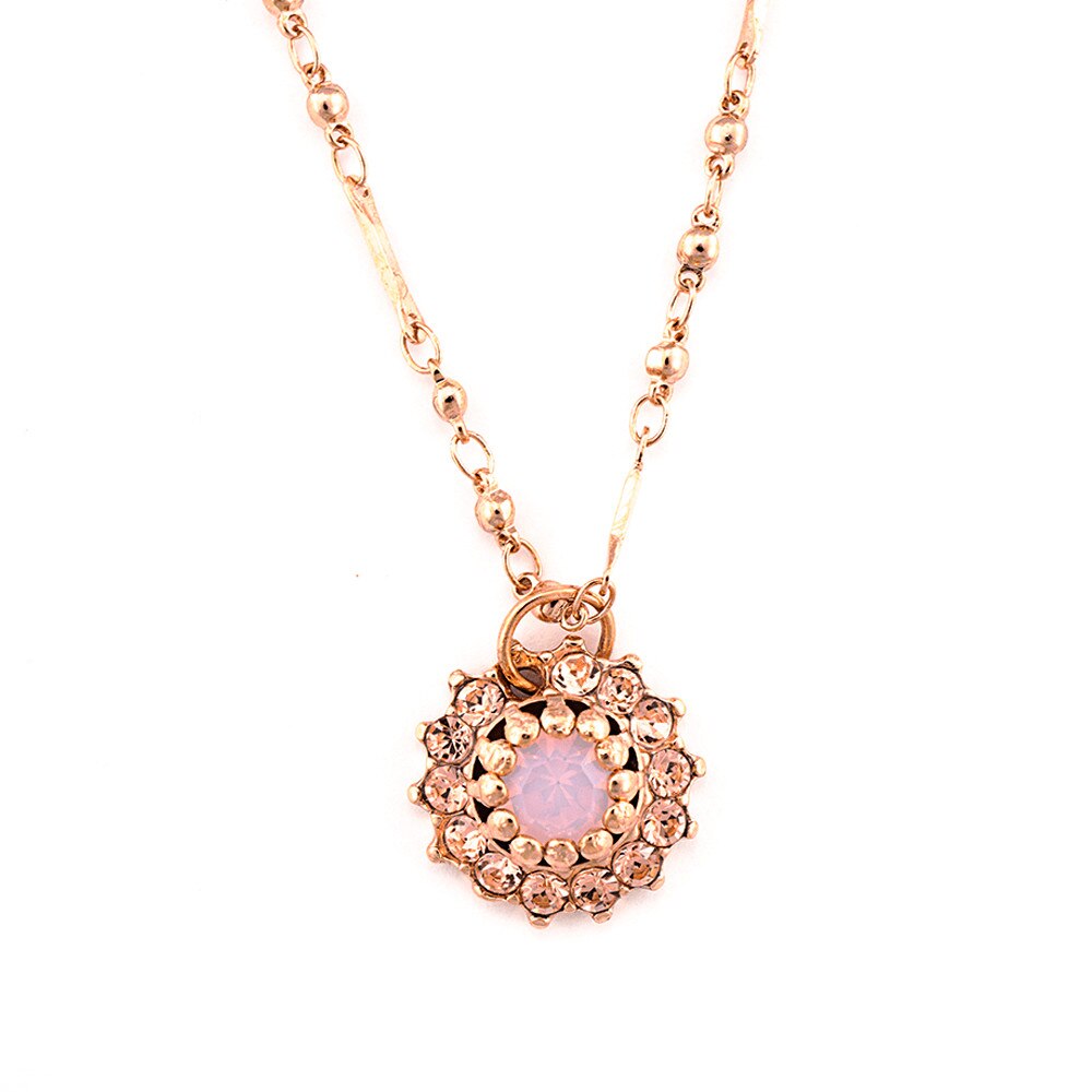 Pandantiv cu lant placat cu Aur roz de 24K, Cristale, Tiara Day by Roxannes - Mariana Jewellery, Alb/Roze 5163-2333RG