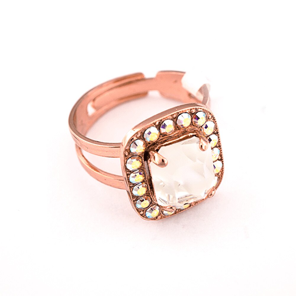 Inel placat cu Aur roz de 24K, Cristale, Seashell by Roxannes - Mariana Jewellery, Alb 7040/1-1201RG