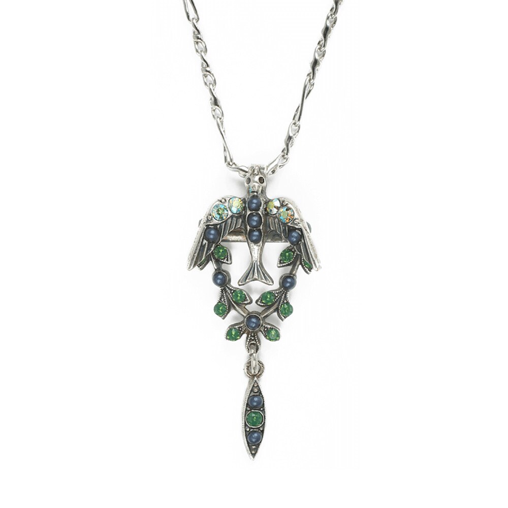 Pandantiv cu lant placat cu Argint 925, Cristale si perle, Emerald City by Roxannes - Mariana Jewellery, Verde/Albastru 5423-1001sp