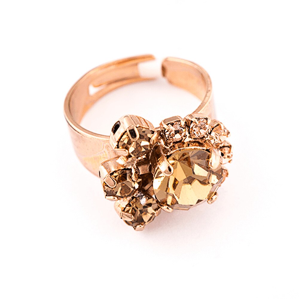 Inel placat cu Aur roz de 24K, Cristale, Jackie by Roxannes - Mariana Jewellery, Bej 7074/1-39132RG