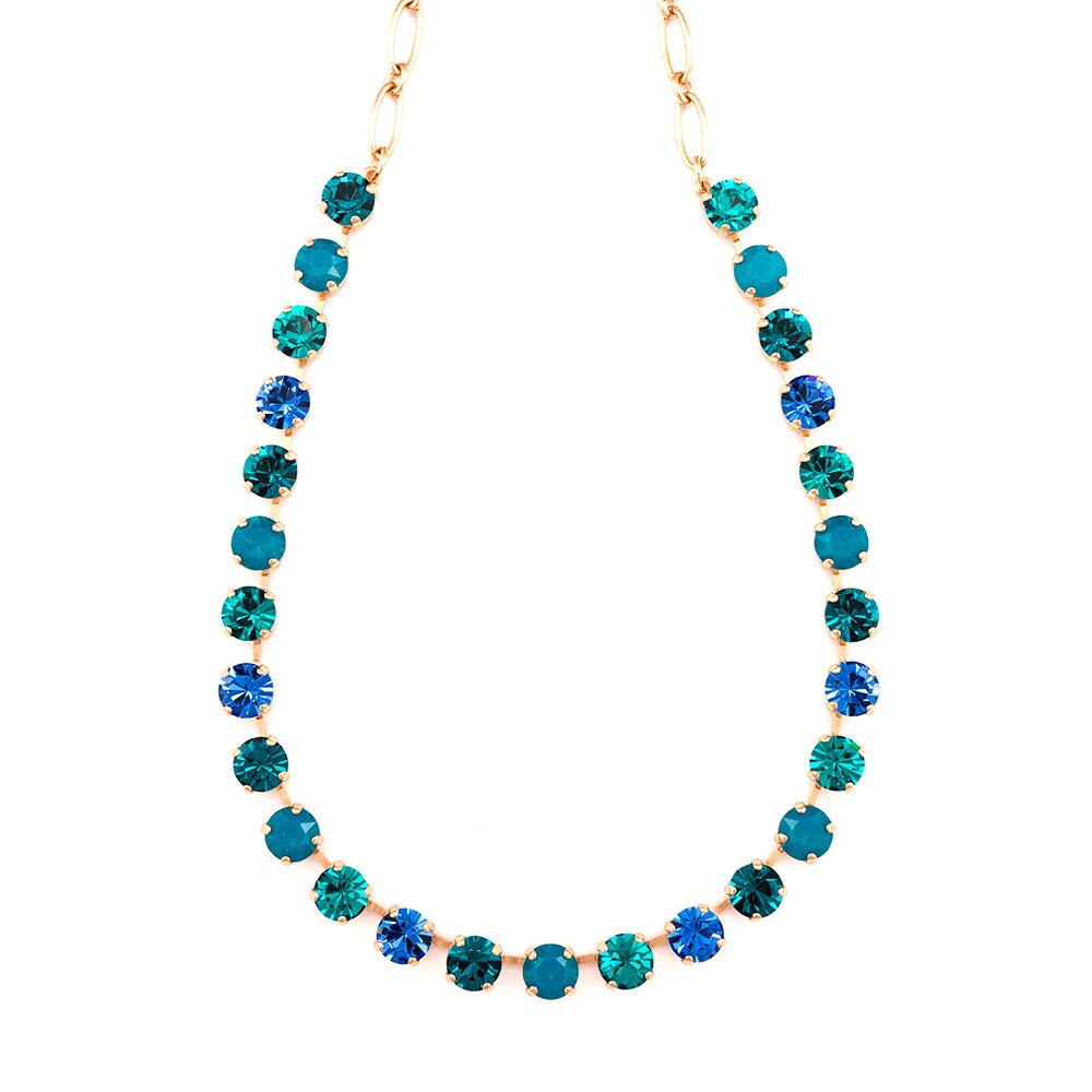 Colier placat cu Aur roz de 24K, Cristale, Julia by Roxannes - Mariana Jewellery, Albastru 3252-3322RG