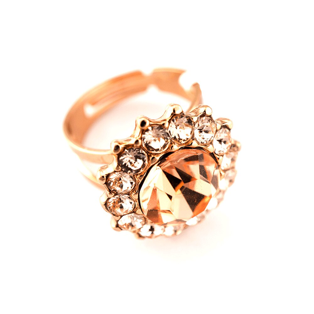 Inel placat cu Aur roz de 24K, Cristale, Jackie by Roxannes - Mariana Jewellery, Bej 7023-39132RG