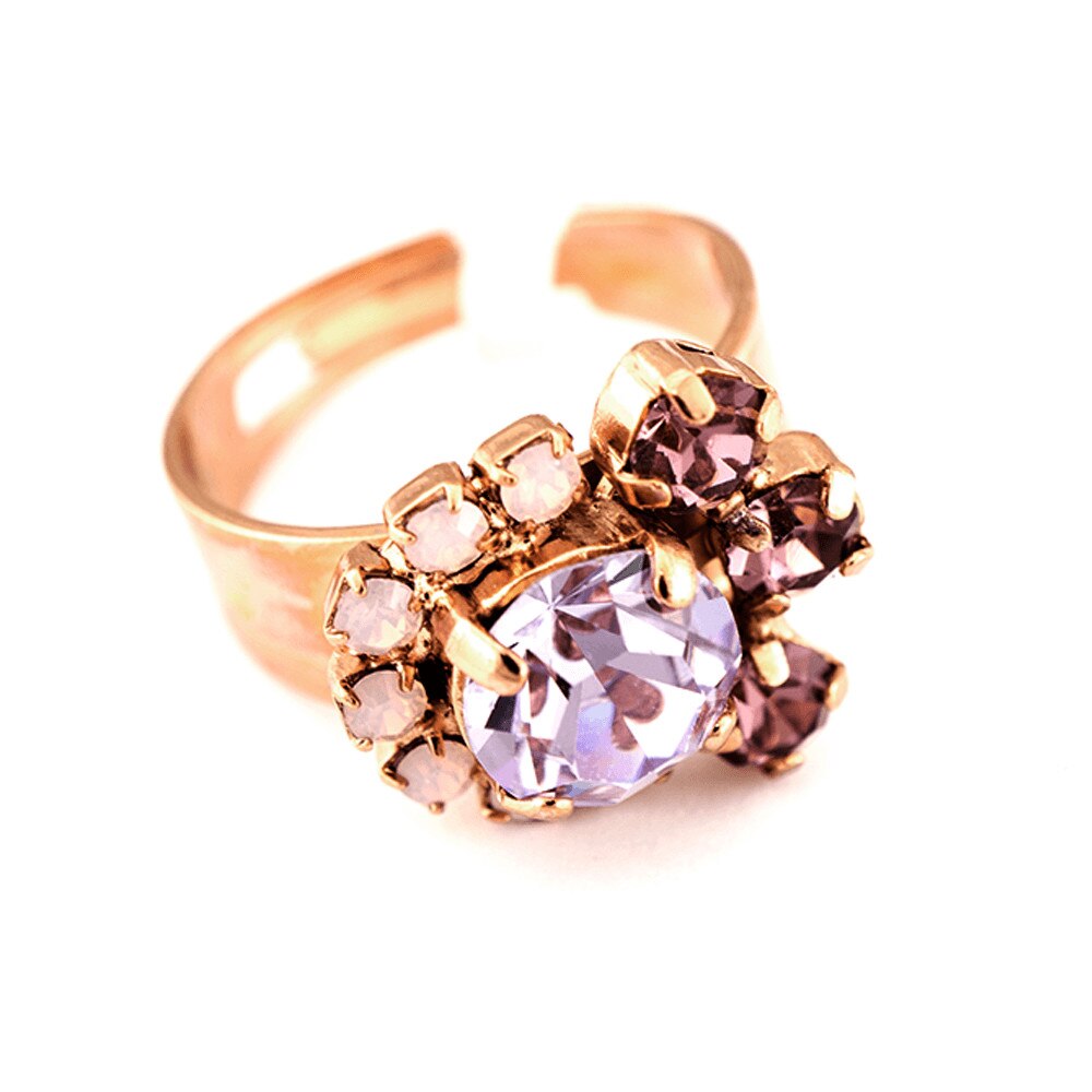 Inel placat cu Aur roz de 24K, Cristale, Elizabeth by Roxannes - Mariana Jewellery, Roz/Mov 7074/1-1022RG