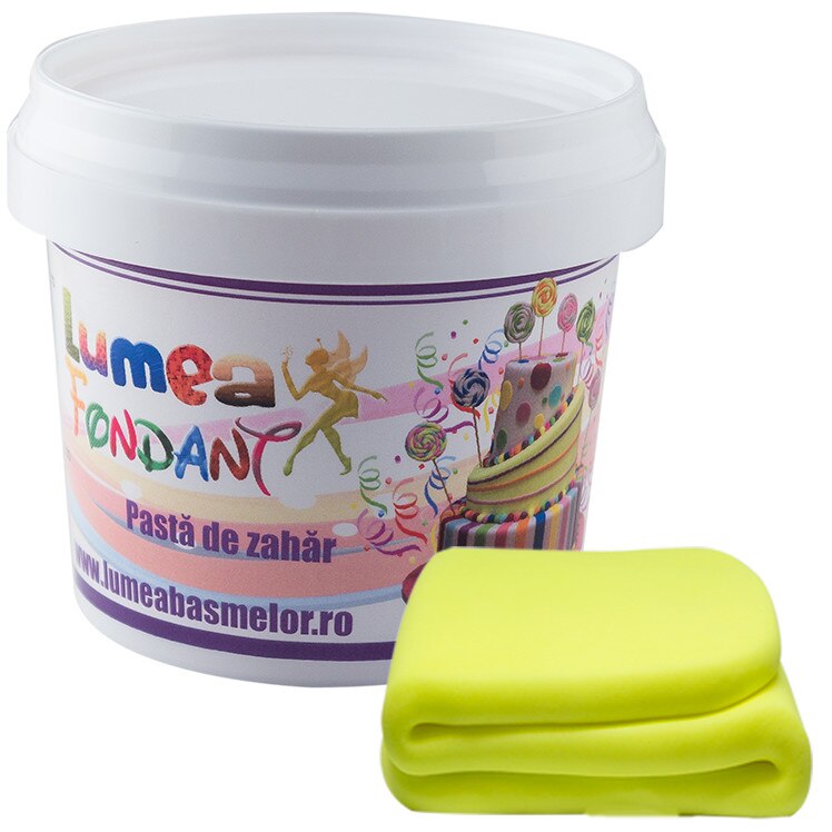 Fondant galben neon, 400 g - Lumea Basmelor
