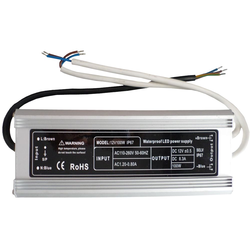 Sursa profesionala IDL® de alimentare Rezistenta la apa, 12V-8.3A, Grad de protectie IP67, Putere 100W, Protectie la scurtcircuit, suprasarcina, supratensiune