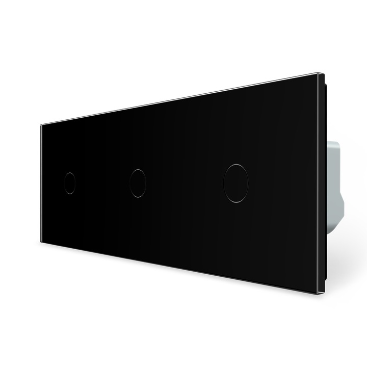 C73101B LIVOLO hármas 101 érintőkapcsoló, 250V 5A, fekete kristályüveg keret