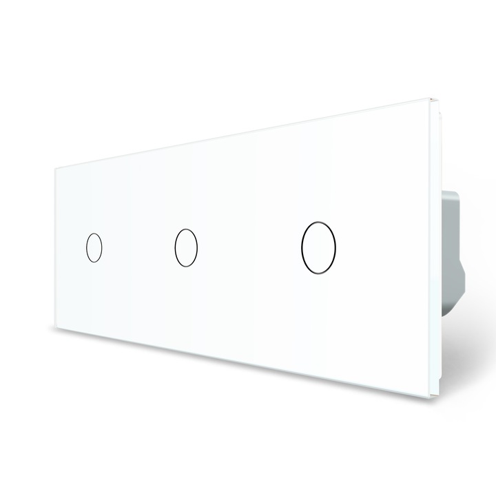 C73101W LIVOLO hármas 101 érintőkapcsoló, 250V 5A, fehér kristályüveg keret