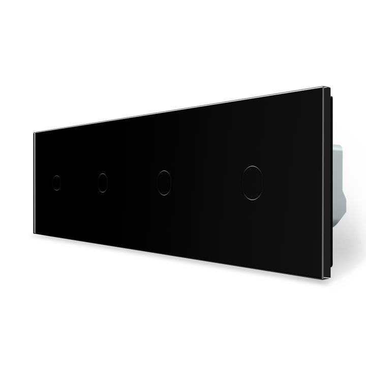 C74101B LIVOLO négyes 101 érintőkapcsoló, 250V 5A, fekete kristályüveg