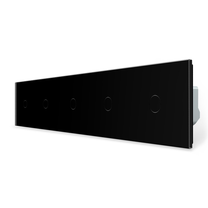 C75101B LIVOLO ötös 101 érintőkapcsoló, 250V 5A, fekete kristályüveg villanykapcsoló