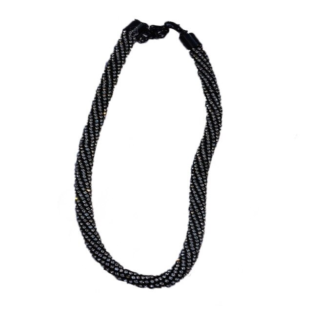 Colier rafinat infrumusetat cu cristale, D&J Exclusive, Negru-Argintiu