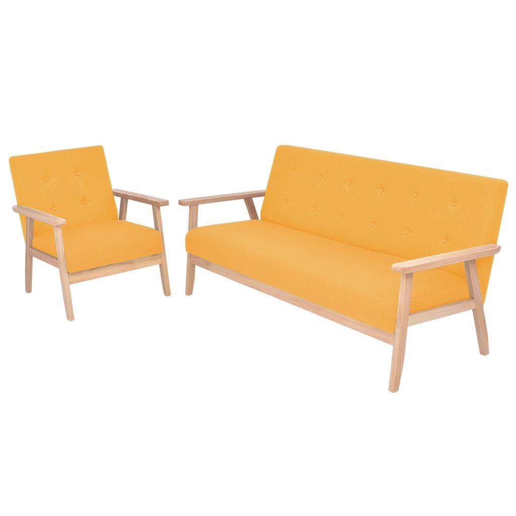 Set canapea cu 3 locuri si fotoliu, vidaXL, Tesatura, Galben