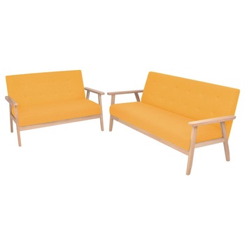 Set 2 canapele cu 2 si 3 locuri, vidaXL, Tesatura, Galben Set 2 canapele cu 2 si 3 locuri, vidaXL, Tesatura, Galben