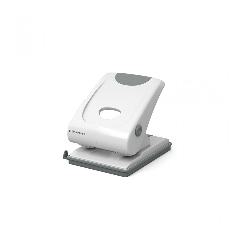 Perforator 40 coli ErichKrause Elegance cu ghidaj, Alb/Argintiu