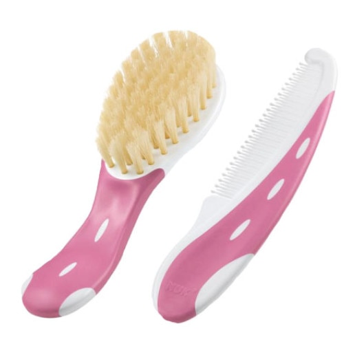 Set perie naturala si piaptan, Nuk, roz