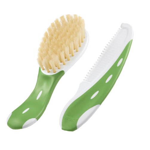 Set perie naturala si piaptan, Nuk, verde