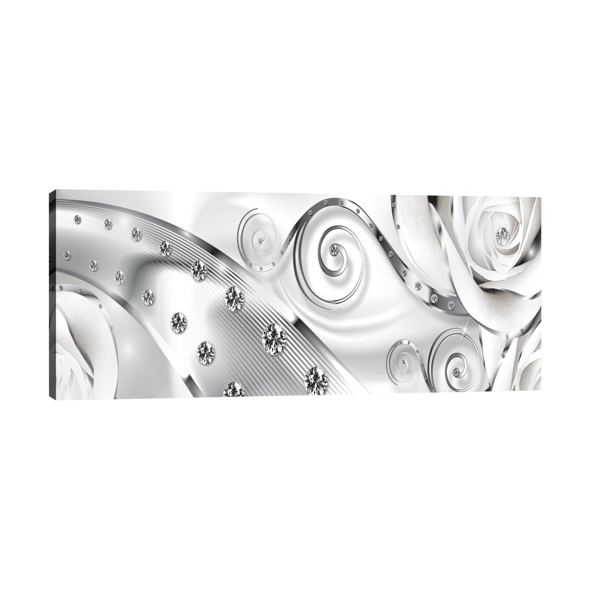 Tablou Canvas DEGRETS 78221 Diamant Floral Alb 3D, 45x145cm