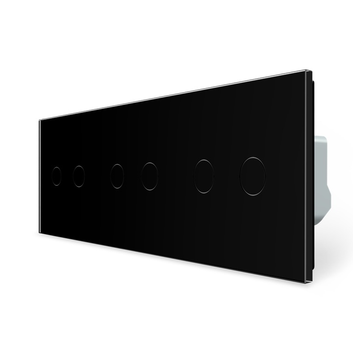 C73714WRB LIVOLO hármas távirányítós érintős redőnykapcsoló, 250V 5A, fekete kristályüveg