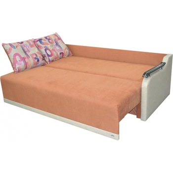 Canapea extensibila Emma, MobAmbient, Portocaliu, material textil si imitatie de piele, extensie din plasa de arcuri tip relaxa, lada de depozitare, 3 perne mari incluse, 210 x 140 cm Canapea extensibila Emma, MobAmbient, Portocaliu, material textil si imitatie de piele, extensie din plasa de arcuri tip relaxa, lada de depozitare, 3 perne mari incluse, 210 x 140 cm
