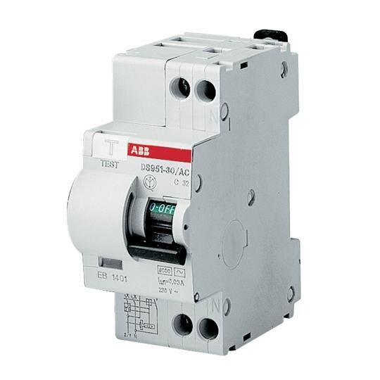 Комбиниранa дефектнотоковa защитa ABB DS951 AC-C10/0.03 от серията ...