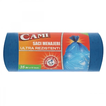 Saci menajeri ultra rezistenti, Cami, 35L, albastri, 15 buc Saci menajeri ultra rezistenti, Cami, 35L, albastri, 15 buc