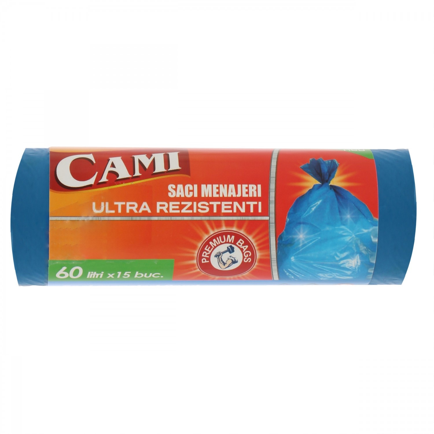 Saci menajeri ultra rezistenti, Cami, 60L, albastri, 15 buc