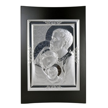 Icoana placata cu argint in lemn de culoare neagra - Sfanta Familie - Drept, 25x17 cm, 2/3 Icoana placata cu argint in lemn de culoare neagra - Sfanta Familie - Drept, 25x17 cm, 2/3