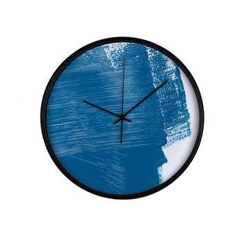 Ceas perete, produs DekoStore, pentru birou, living sau showroom, cu mecanism silentios, Urme de pensula, diametru 30 cm, rama neagra din plastic Ceas perete, produs DekoStore, pentru birou, living sau showroom, cu mecanism silentios, Urme de pensula, diametru 30 cm, rama neagra din plastic