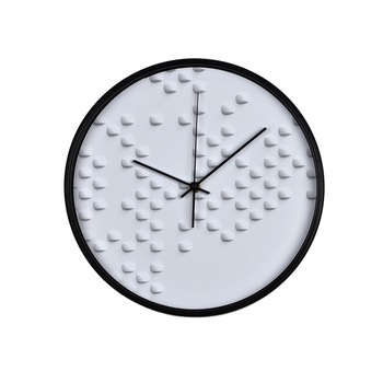 Ceas perete, produs DekoStore, pentru birou, living sau showroom, cu mecanism silentios, Morse code style, diametru 30 cm, rama neagra din plastic Ceas perete, produs DekoStore, pentru birou, living sau showroom, cu mecanism silentios, Morse code style, diametru 30 cm, rama neagra din plastic