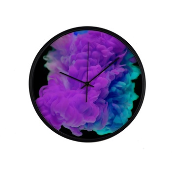 Ceas perete, produs DekoStore, pentru birou, living sau showroom, cu mecanism silentios, Multicolor smoke, diametru 30 cm, rama neagra din plastic Ceas perete, produs DekoStore, pentru birou, living sau showroom, cu mecanism silentios, Multicolor smoke, diametru 30 cm, rama neagra din plastic
