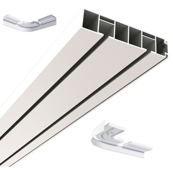 Kit Sina Vidella Top System,180 cm+Set Terminatie Arc 2 canale,din PVC,2 canale,accesorii incluse, cu prindere pe tavan, pentru perdea si/sau draperie Kit Sina Vidella Top System,180 cm+Set Terminatie Arc 2 canale,din PVC,2 canale,accesorii incluse, cu prindere pe tavan, pentru perdea si/sau draperie