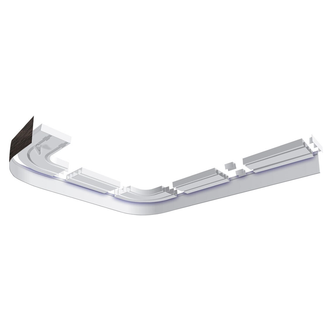 Kit Sina Vidella Top System,300 cm+Set Terminatie Arc 2 canale + Banda mascare 5 cm Wenge,din PVC,2 canale,accesorii incluse, cu prindere pe tavan, pentru perdea si/sau draperie