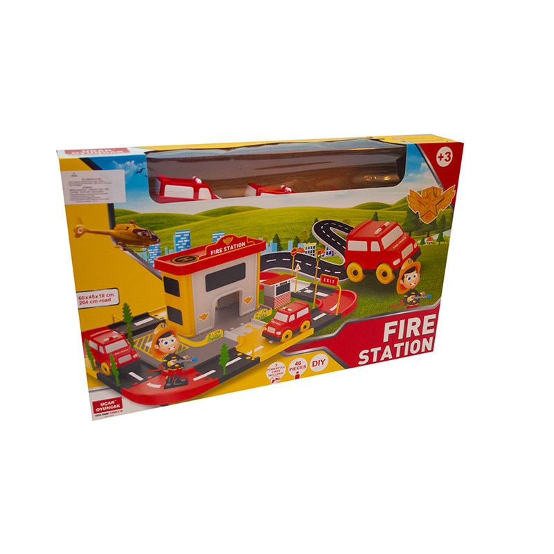Set constructie statie pompieri, Ucar Toys, 46 piese, +3 ani