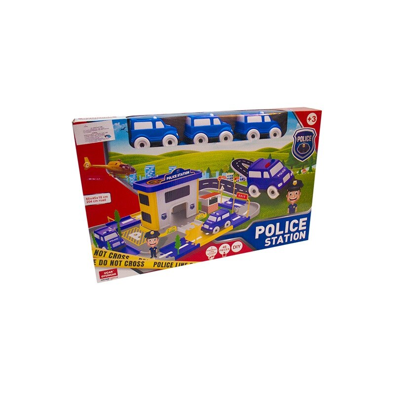 Set constructie statie politie, Ucar Toys, 46 piese, +3 ani