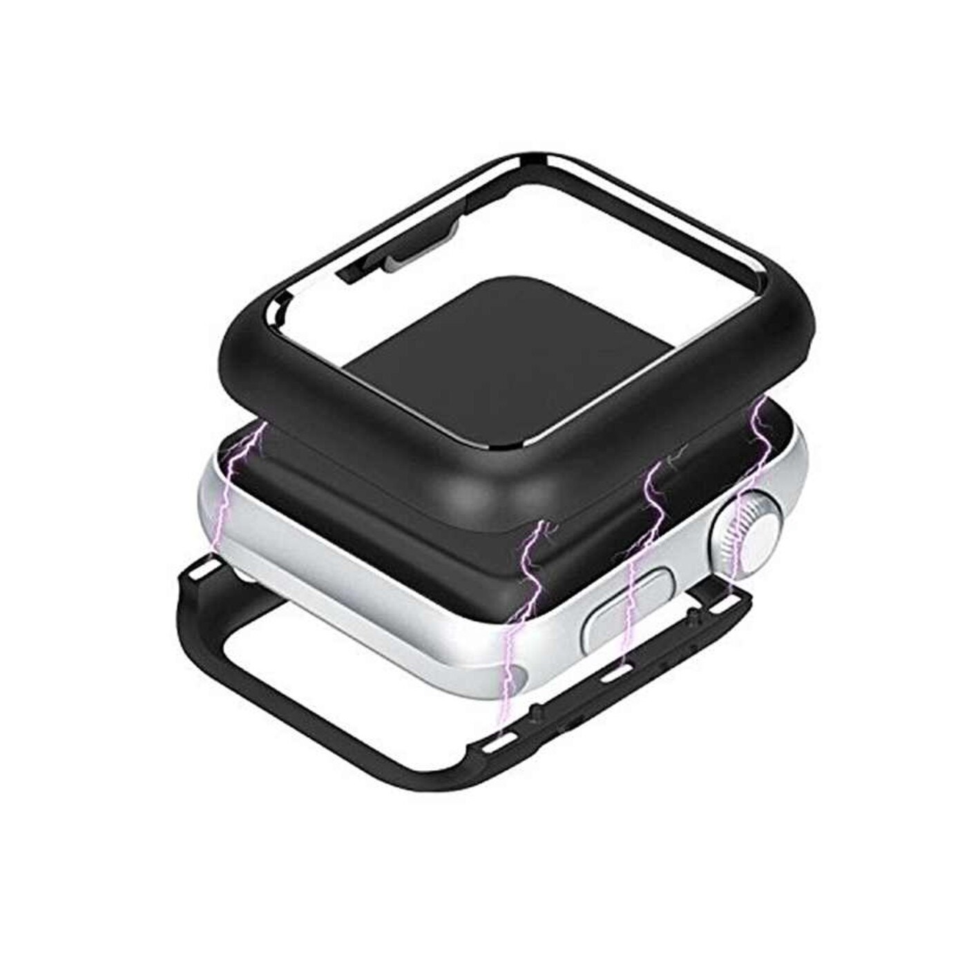 Carcasa magnetica pentru Apple Watch, Bibilel, compatibil cu dimensiunea 44mm, Negru, BBL648